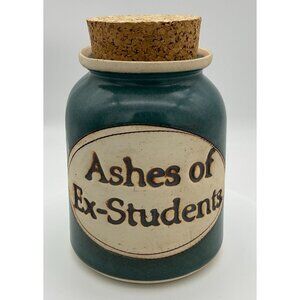 Dr Brophys Vintage Stoneware Humorous Word Jar Ashes of Ex Students Cork Top 5in